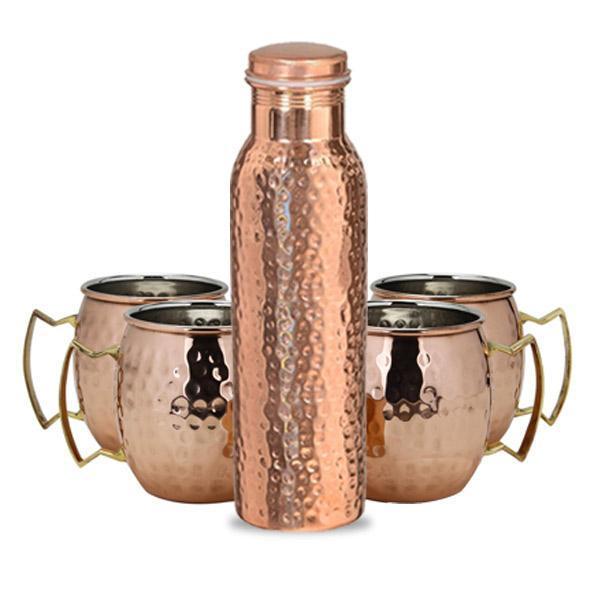 1 Copper Bottle and 4 Copper Mugs - YesNo