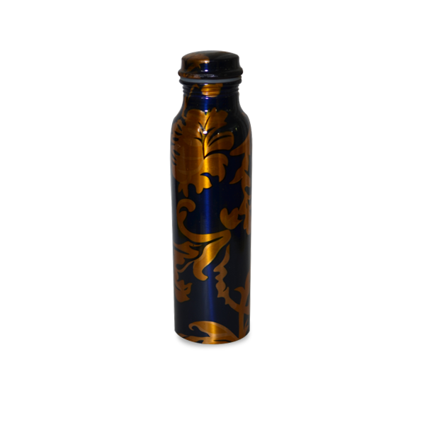 Printed Copper Bottle and Glass Set - Blue - YesNo