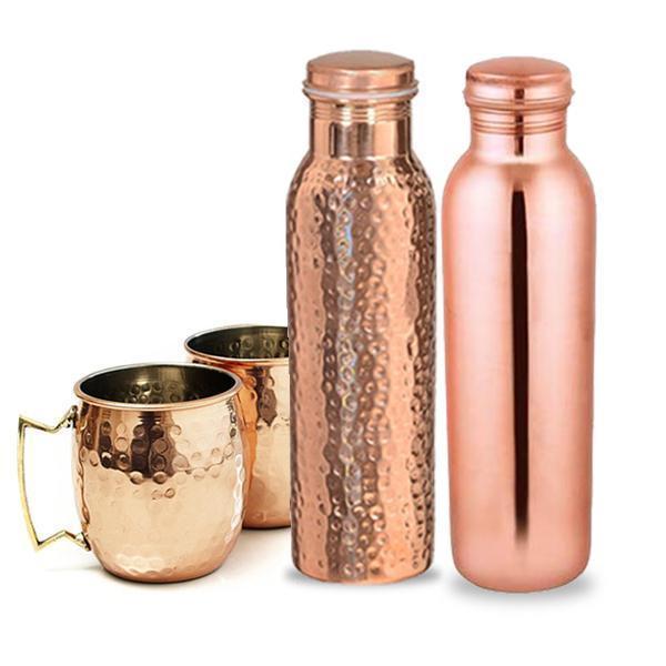 2 Copper Mugs and 2 Copper Bottles