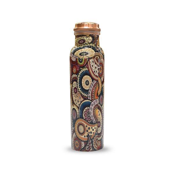 Meena Printed Copper Bottle and Glass Set - YesNo