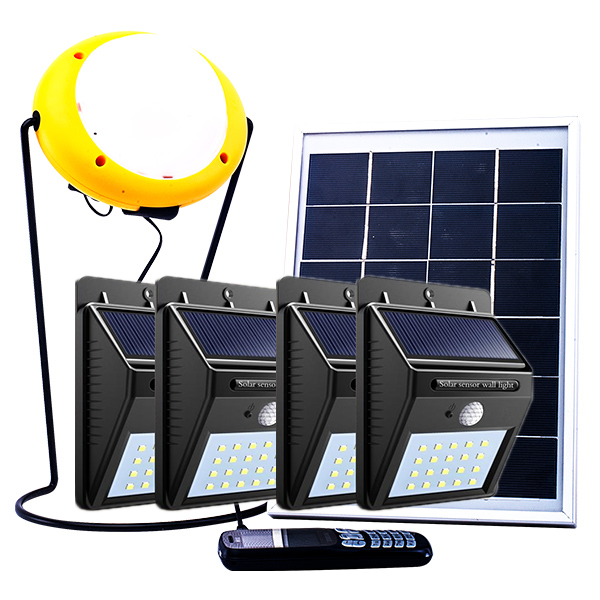 Power Bank Solar Light with 5.5W Solar Panel + 4 Solar Sensor Wall Light With Motion Sensor - YesNo
