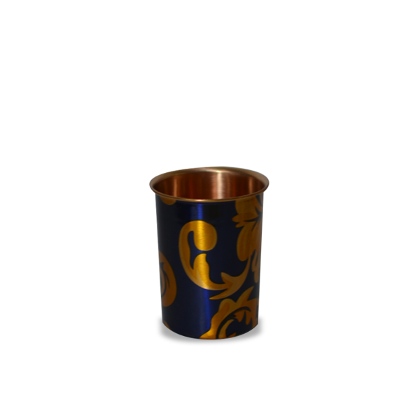 Printed Copper Bottle and Glass Set - Blue - YesNo